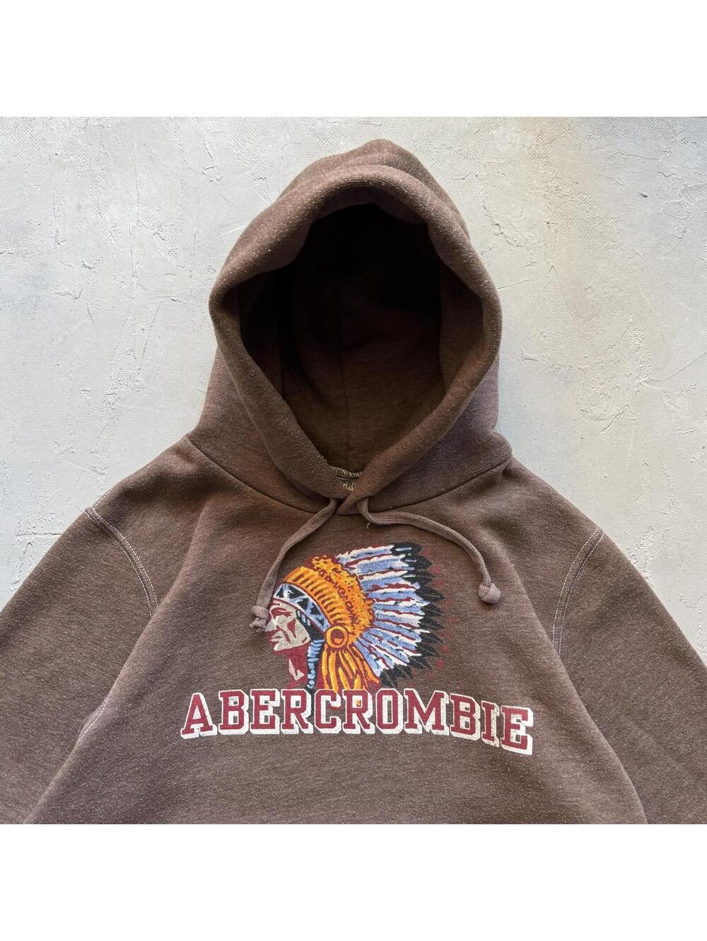 Vintage 2000's Abercrombie Native American Spellout Brown Hoodie
